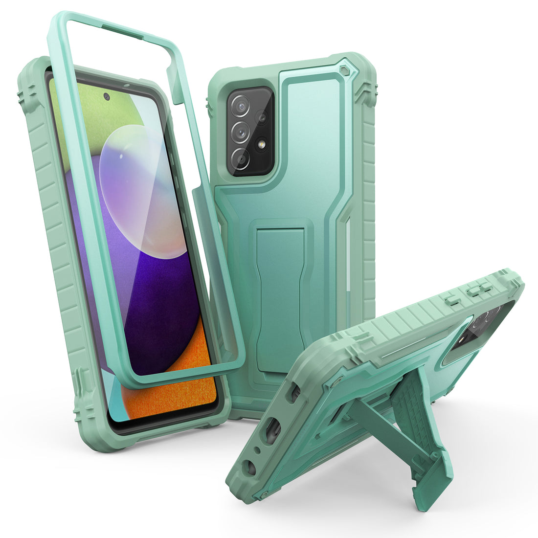 ExoGuard for Samsung Galaxy A52 Case, Rubber Shockproof Full-Body Cover Case Built-in Screen Protector and Kickstand Compatible with Samsung A52 5G Phone