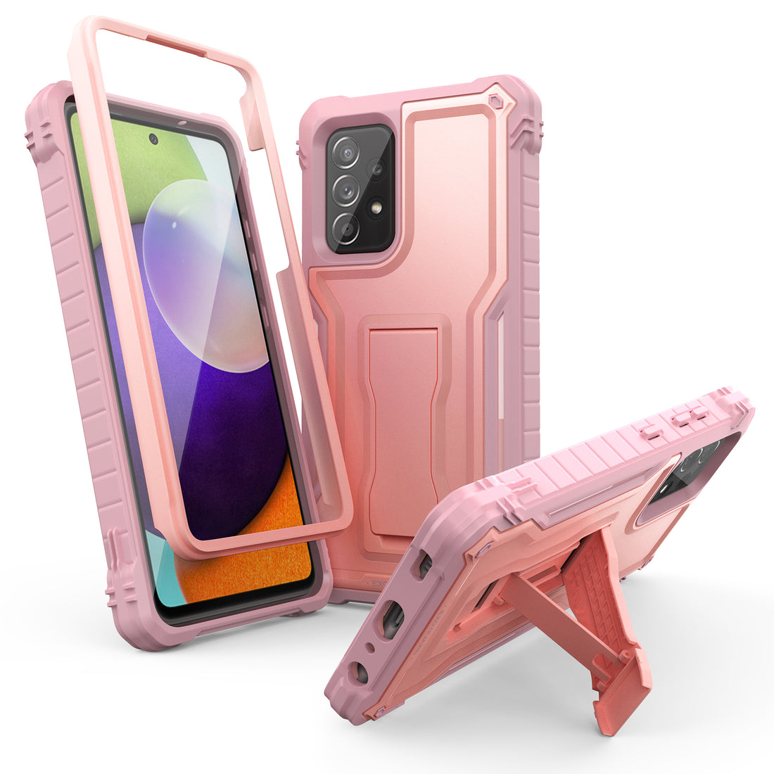 ExoGuard for Samsung Galaxy A52 Case, Rubber Shockproof Full-Body Cover Case Built-in Screen Protector and Kickstand Compatible with Samsung A52 5G Phone