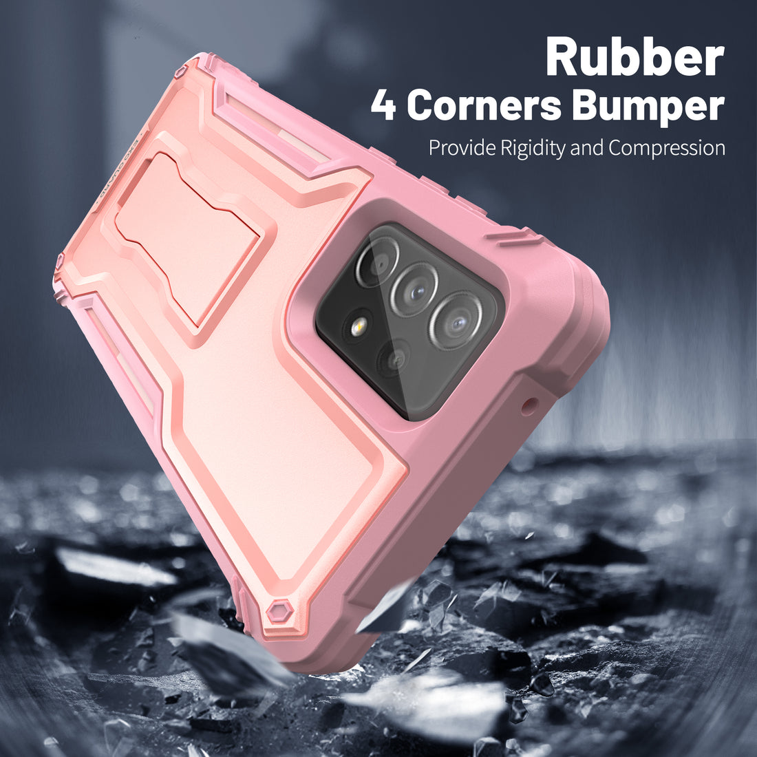 ExoGuard for Samsung Galaxy A52 Case, Rubber Shockproof Full-Body Cover Case Built-in Screen Protector and Kickstand Compatible with Samsung A52 5G Phone