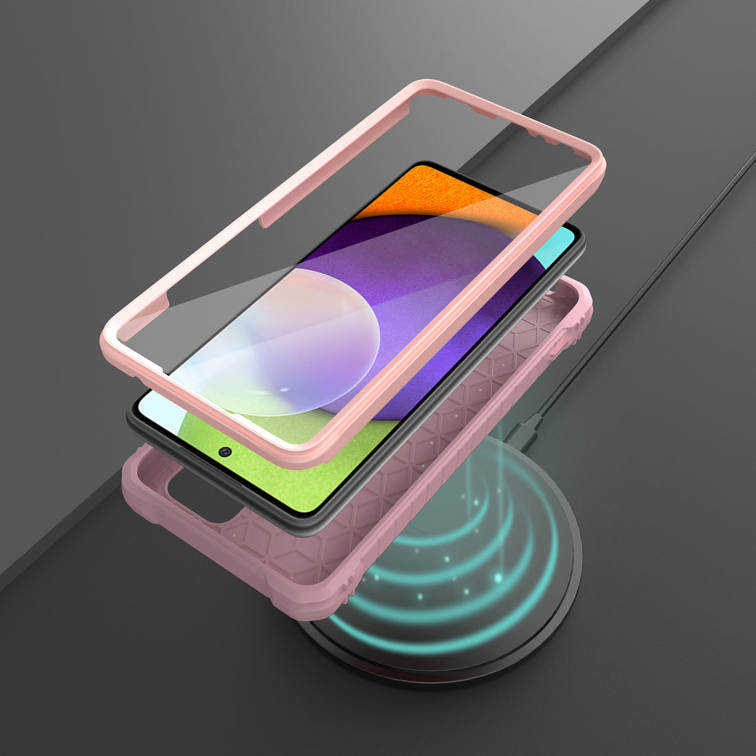 ExoGuard for Samsung Galaxy A52 Case, Rubber Shockproof Full-Body Cover Case Built-in Screen Protector and Kickstand Compatible with Samsung A52 5G Phone