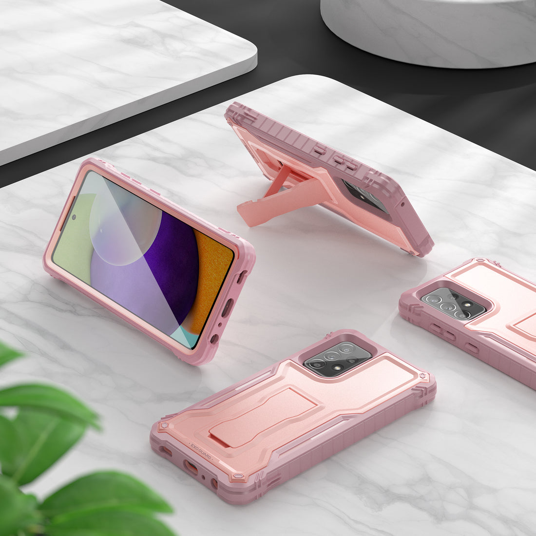 ExoGuard for Samsung Galaxy A52 Case, Rubber Shockproof Full-Body Cover Case Built-in Screen Protector and Kickstand Compatible with Samsung A52 5G Phone