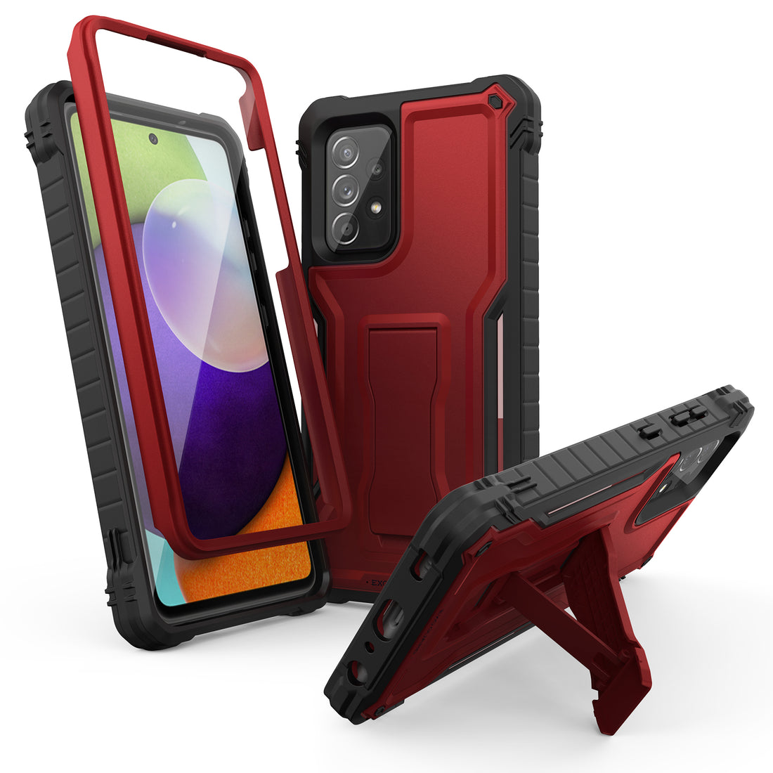 ExoGuard for Samsung Galaxy A52 Case, Rubber Shockproof Full-Body Cover Case Built-in Screen Protector and Kickstand Compatible with Samsung A52 5G Phone