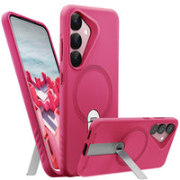 ExoGuard for Samsung Galaxy S25 Series Case, Adjustable Metal Kickstand, Soft Skin-Friendly Silicone Cover, Anti-Scratch Microfiber Lining for Samsung S25 / Samsung S25 Plus / Samsung S25 Ultra