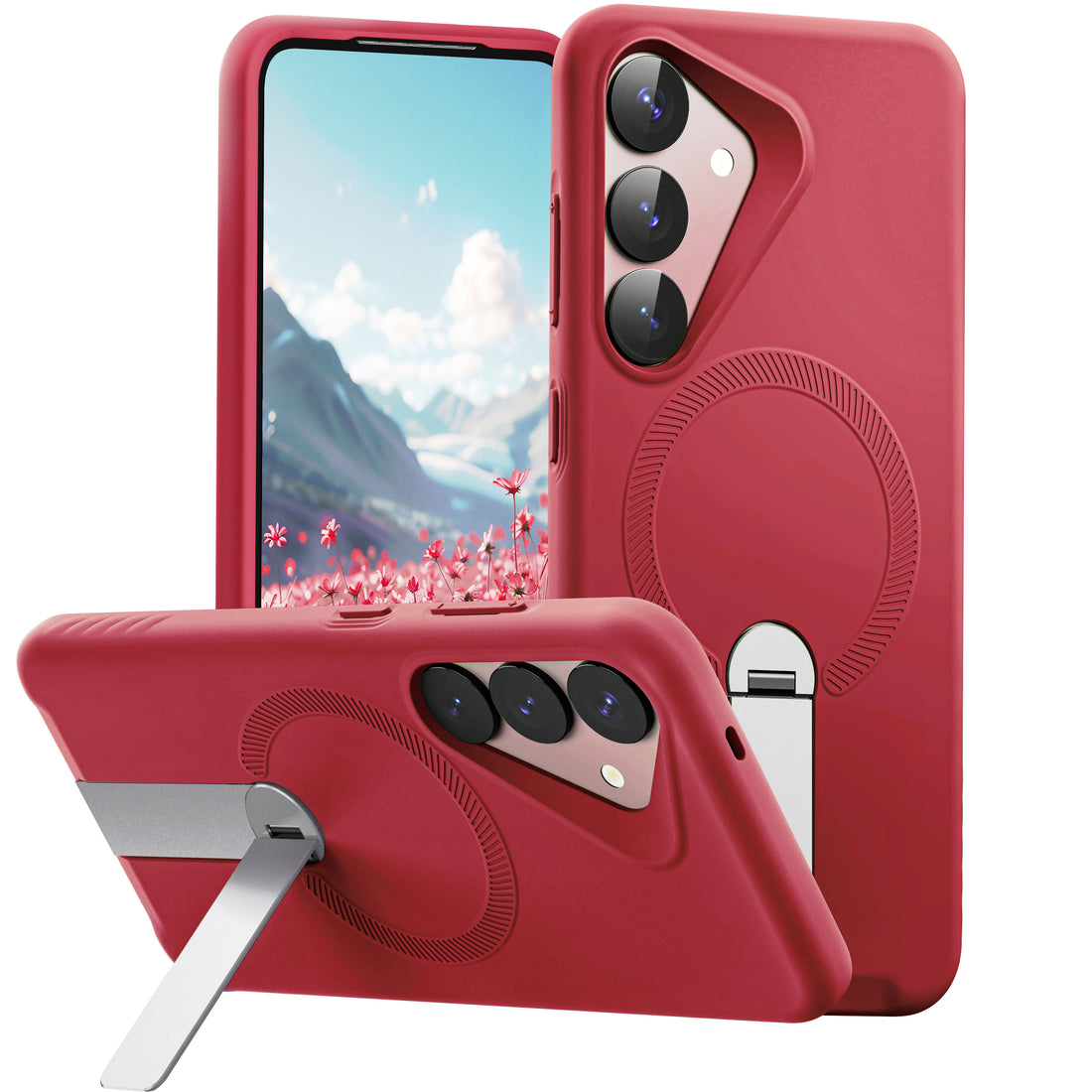 ExoGuard for Samsung Galaxy S25 Series Case, Adjustable Metal Kickstand, Soft Skin-Friendly Silicone Cover, Anti-Scratch Microfiber Lining for Samsung S25 / Samsung S25 Plus / Samsung S25 Ultra