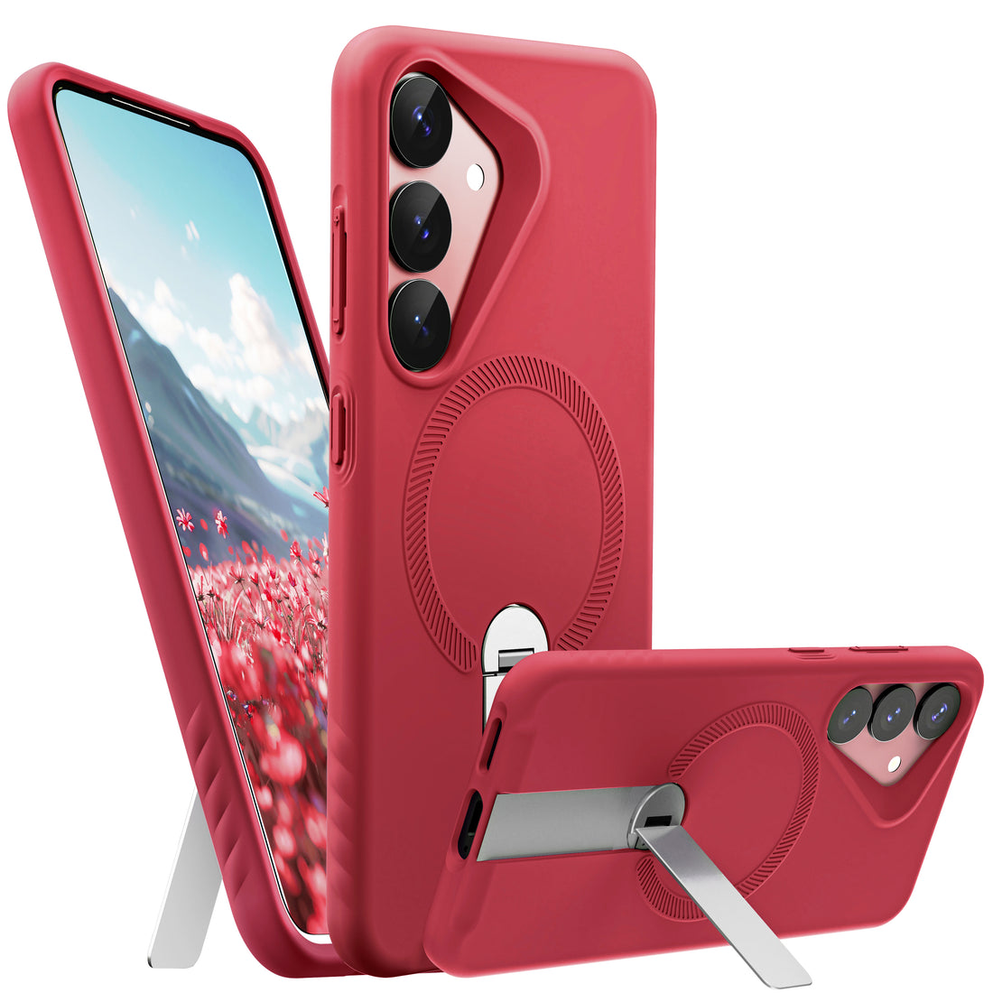 ExoGuard for Samsung Galaxy S25 Series Case, Adjustable Metal Kickstand, Soft Skin-Friendly Silicone Cover, Anti-Scratch Microfiber Lining for Samsung S25 / Samsung S25 Plus / Samsung S25 Ultra