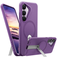 ExoGuard for Samsung Galaxy S25 Series Case, Adjustable Metal Kickstand, Soft Skin-Friendly Silicone Cover, Anti-Scratch Microfiber Lining for Samsung S25 / Samsung S25 Plus / Samsung S25 Ultra