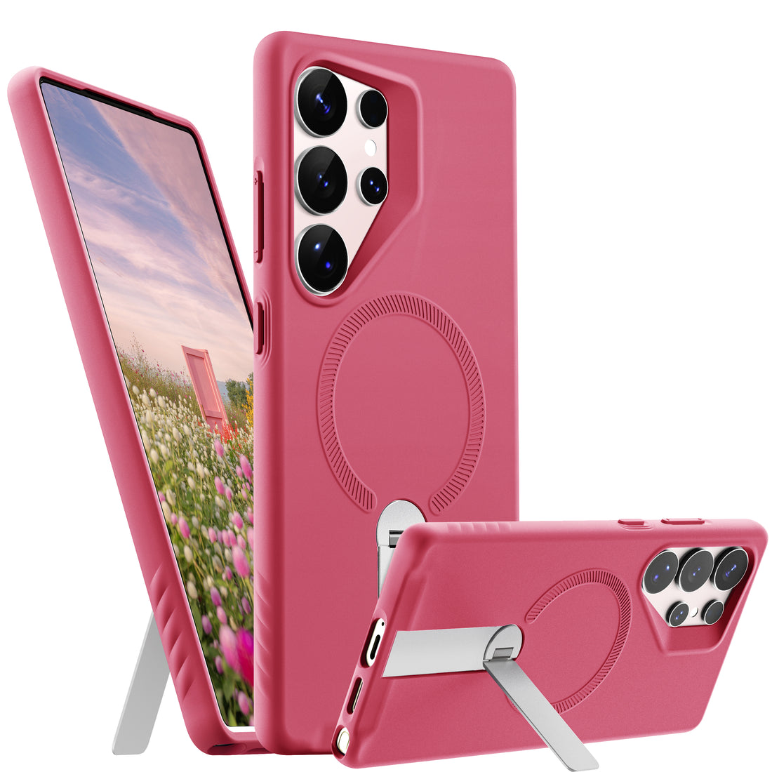 ExoGuard for Samsung Galaxy S25 Series Case, Adjustable Metal Kickstand, Soft Skin-Friendly Silicone Cover, Anti-Scratch Microfiber Lining for Samsung S25 / Samsung S25 Plus / Samsung S25 Ultra