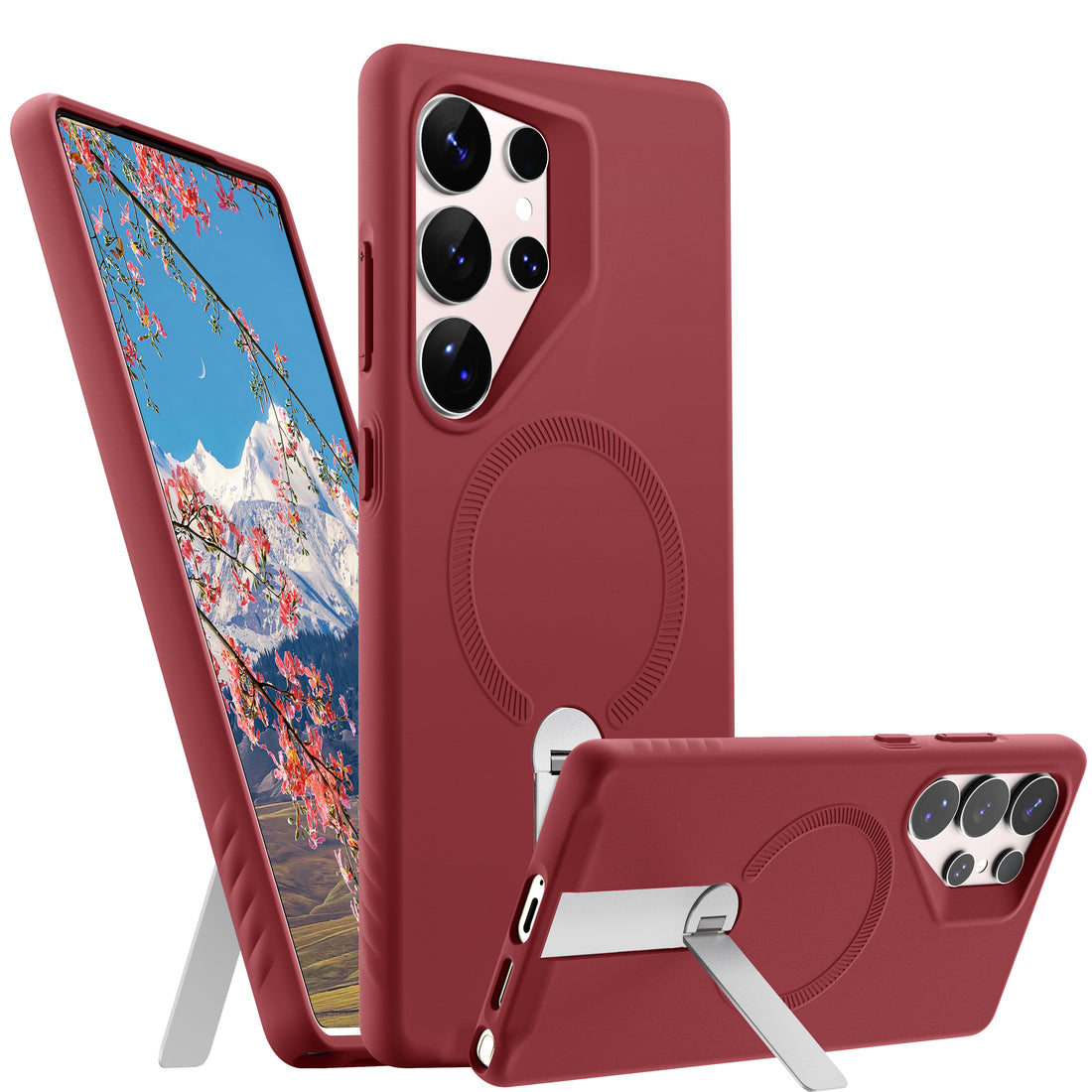 ExoGuard for Samsung Galaxy S25 Series Case, Adjustable Metal Kickstand, Soft Skin-Friendly Silicone Cover, Anti-Scratch Microfiber Lining for Samsung S25 / Samsung S25 Plus / Samsung S25 Ultra