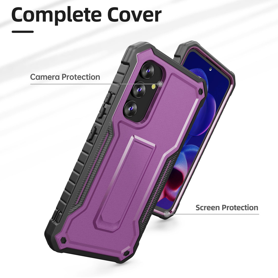 ExoGuard for Samsung Galaxy A54 5G Case, Rubber Shockproof Heavy Duty Case with Screen Protector Built-in Kickstand