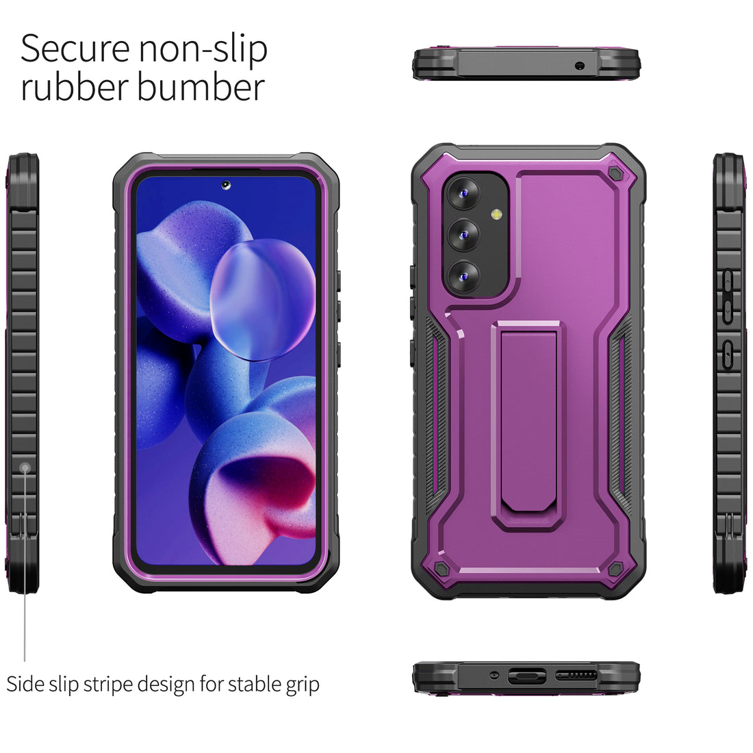 ExoGuard for Samsung Galaxy A54 5G Case, Rubber Shockproof Heavy Duty Case with Screen Protector Built-in Kickstand
