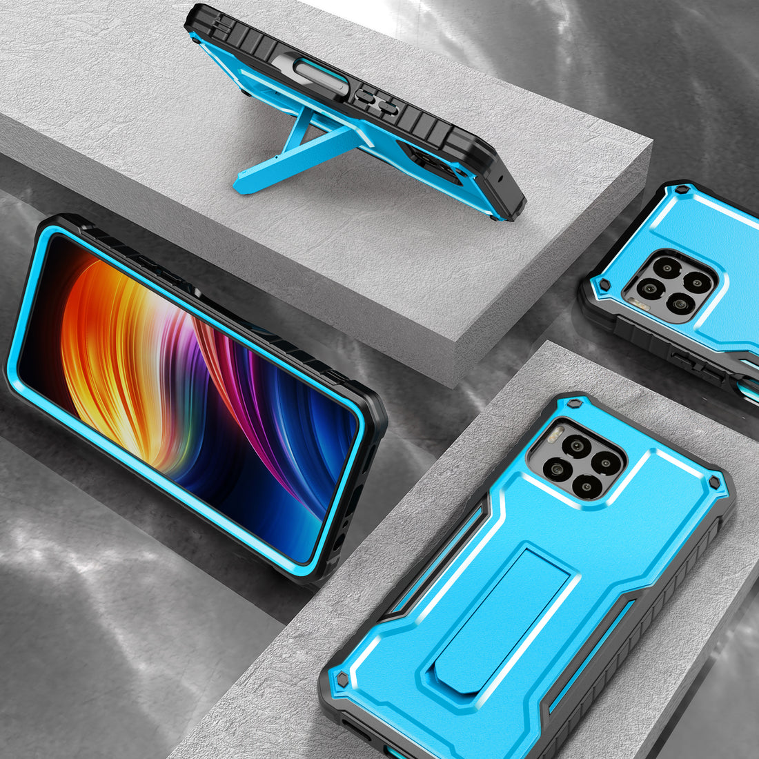 ExoGuard for T-Mobile Revvl 7 Pro 5G Case, Rubber Shockproof Full-Body Cover Case Built-in Screen Protector and Kickstand Compatible with T-Mobile Revvl 7 Pro 5G