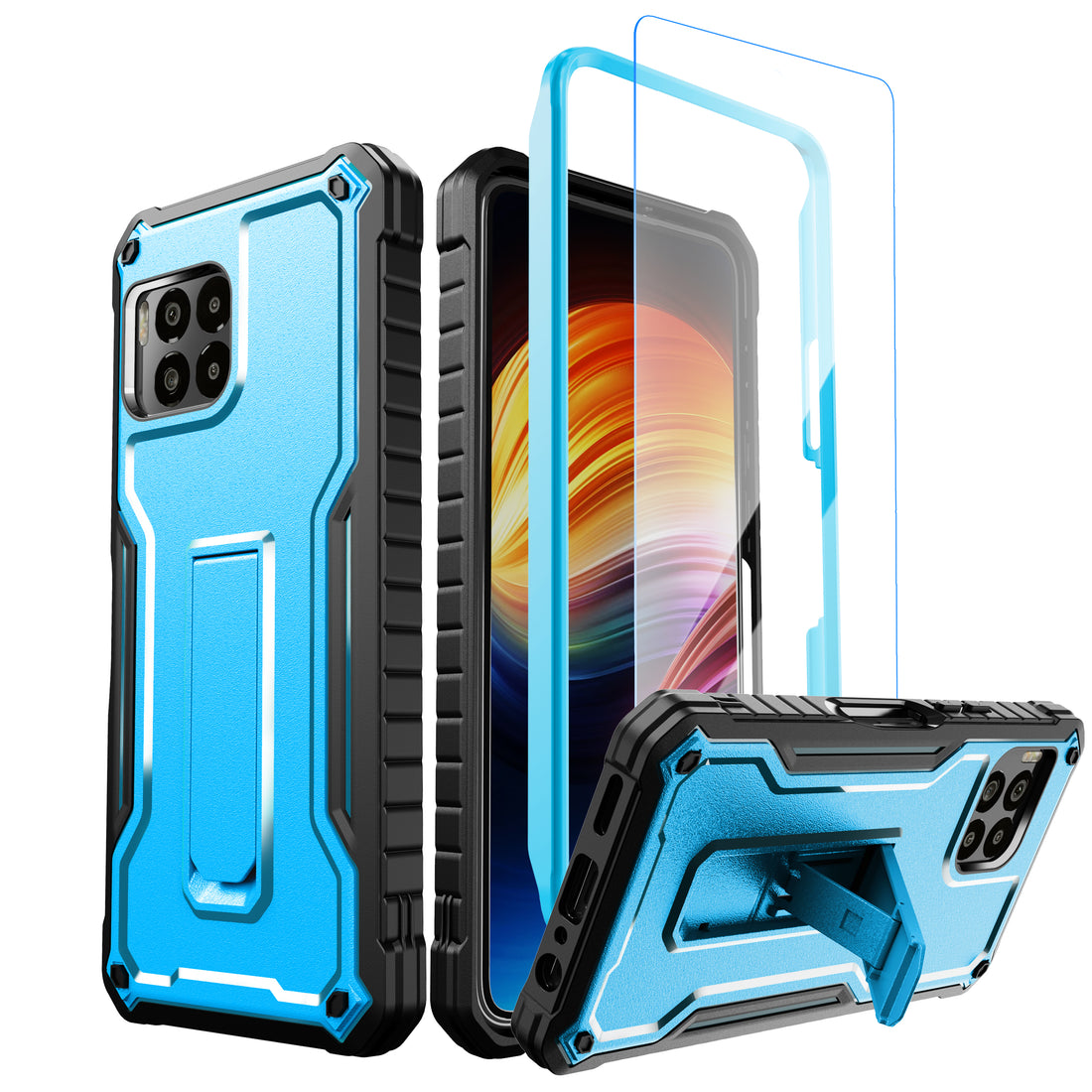 ExoGuard for T-Mobile Revvl 7 Pro 5G Case, Rubber Shockproof Full-Body Cover Case Built-in Screen Protector and Kickstand Compatible with T-Mobile Revvl 7 Pro 5G
