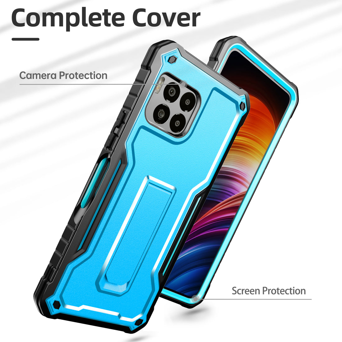 ExoGuard for T-Mobile Revvl 7 Pro 5G Case, Rubber Shockproof Full-Body Cover Case Built-in Screen Protector and Kickstand Compatible with T-Mobile Revvl 7 Pro 5G