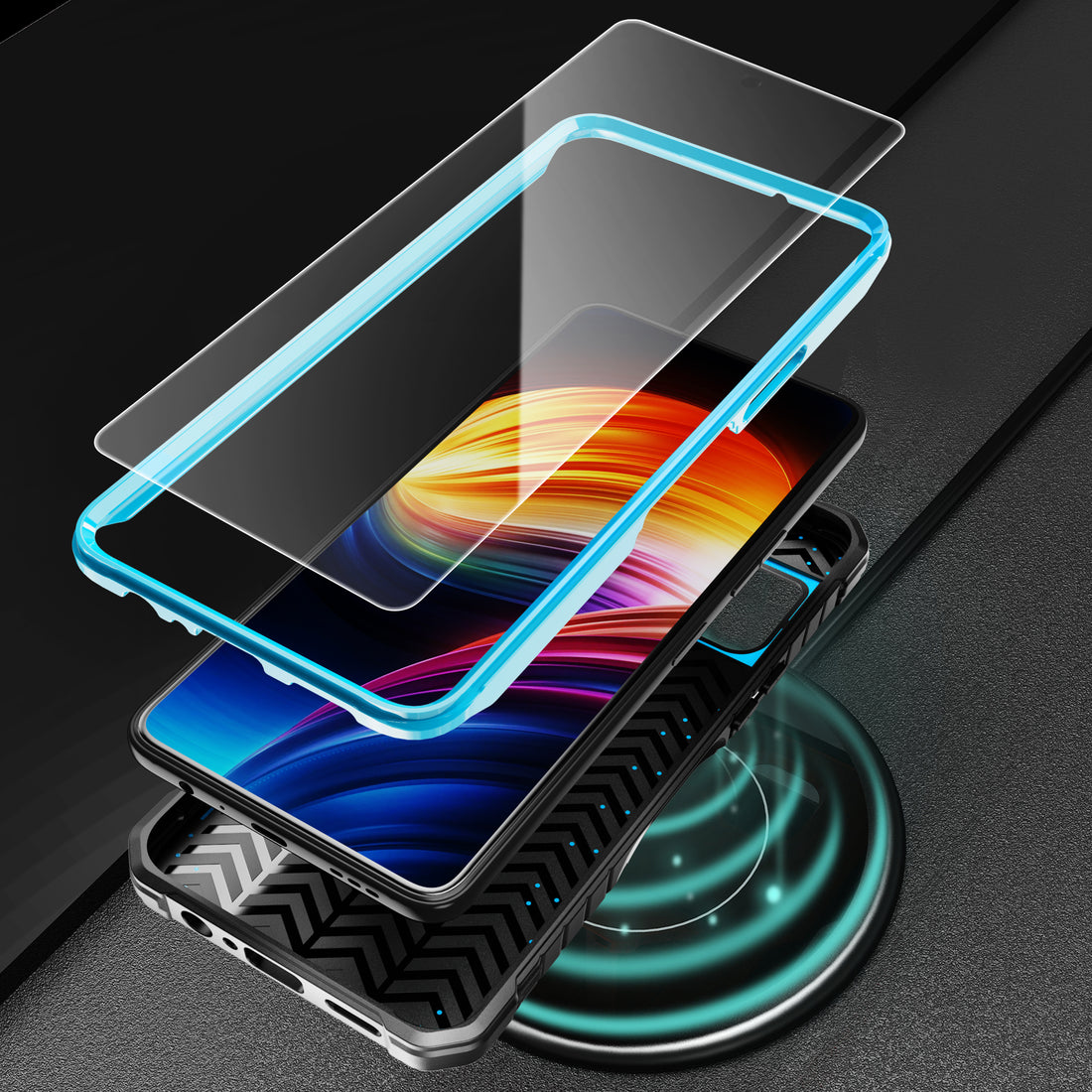 ExoGuard for T-Mobile Revvl 7 Pro 5G Case, Rubber Shockproof Full-Body Cover Case Built-in Screen Protector and Kickstand Compatible with T-Mobile Revvl 7 Pro 5G