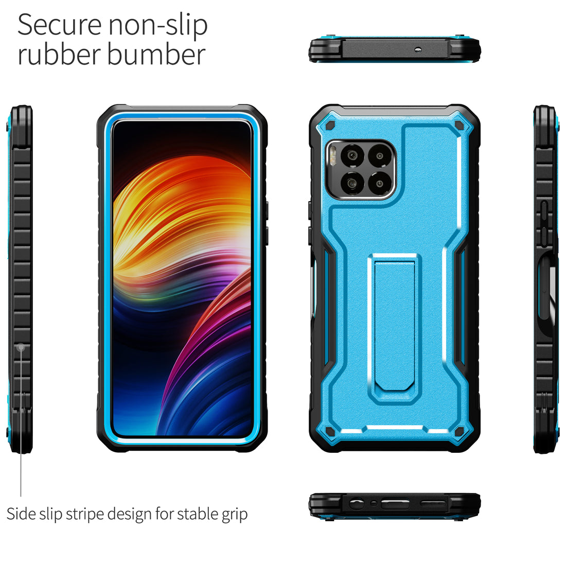 ExoGuard for T-Mobile Revvl 7 Pro 5G Case, Rubber Shockproof Full-Body Cover Case Built-in Screen Protector and Kickstand Compatible with T-Mobile Revvl 7 Pro 5G