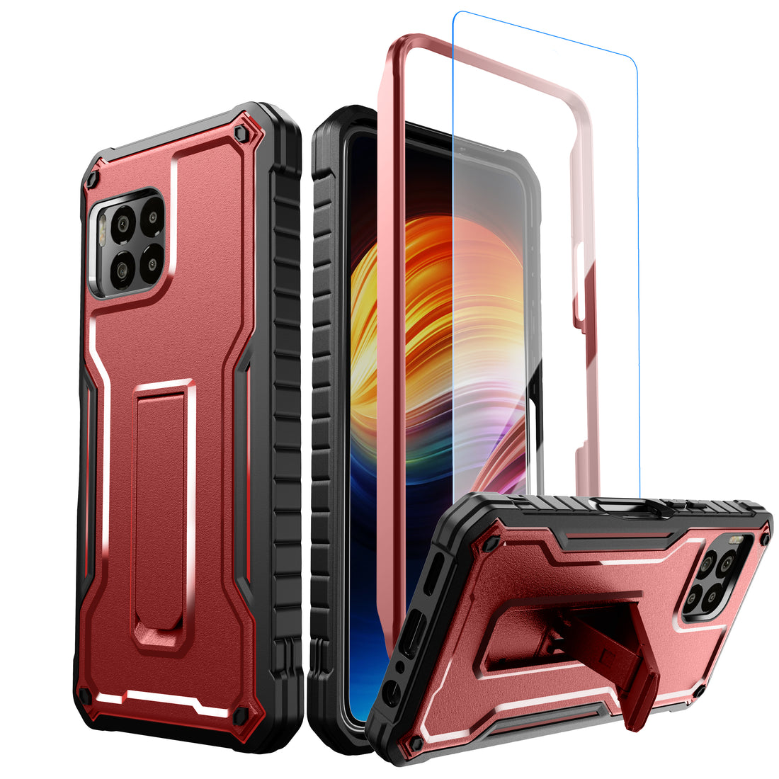 ExoGuard for T-Mobile Revvl 7 Pro 5G Case, Rubber Shockproof Full-Body Cover Case Built-in Screen Protector and Kickstand Compatible with T-Mobile Revvl 7 Pro 5G