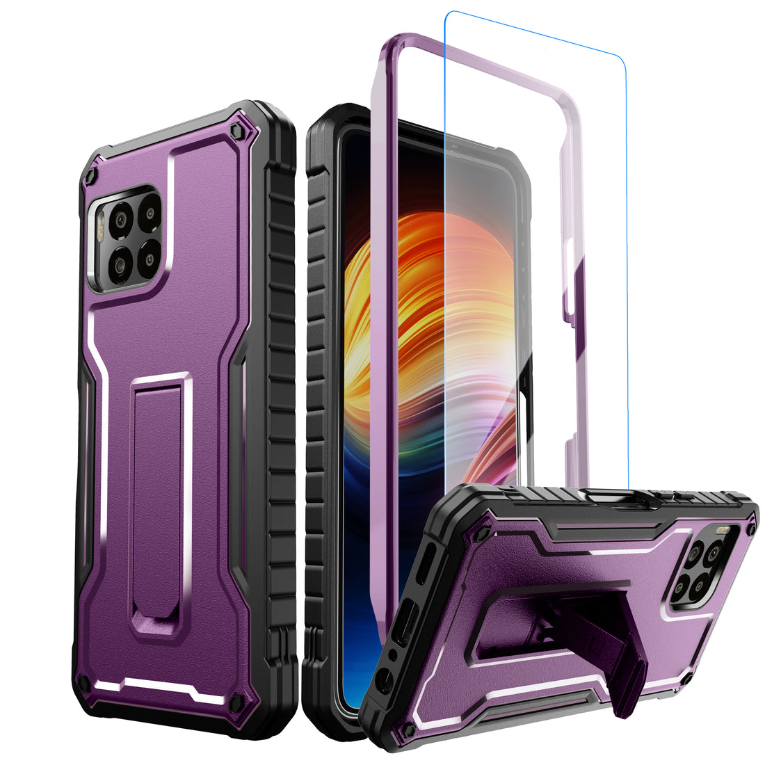 ExoGuard for T-Mobile Revvl 7 Pro 5G Case, Rubber Shockproof Full-Body Cover Case Built-in Screen Protector and Kickstand Compatible with T-Mobile Revvl 7 Pro 5G