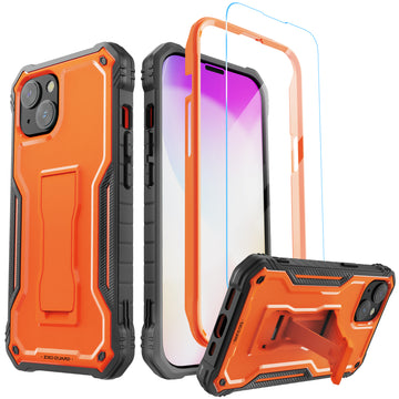 ExoGuard for iPhone 14 Series Case, Rubber Shockproof Full-Body Cover Case Come with a Tempered Glass Screen Protector and Kickstand for iPhone 14/iPhone 14 Plus/iPhone 14 Pro/iPhone 14 Pro Max