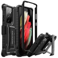 ExoGuard Belt Clip Holster and Case for Samsung Galaxy S21 Series, Heavy Duty Belt Clip Holster and Adjustable with 360 Degree Rotation, No Screen Protector (Black)