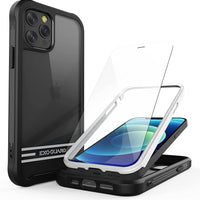 ExoGuard iPhone 12 Series Case with Screen Protector, Dual Layer Full Body Protection Cover Clear Back Phone Case for iPhone Series