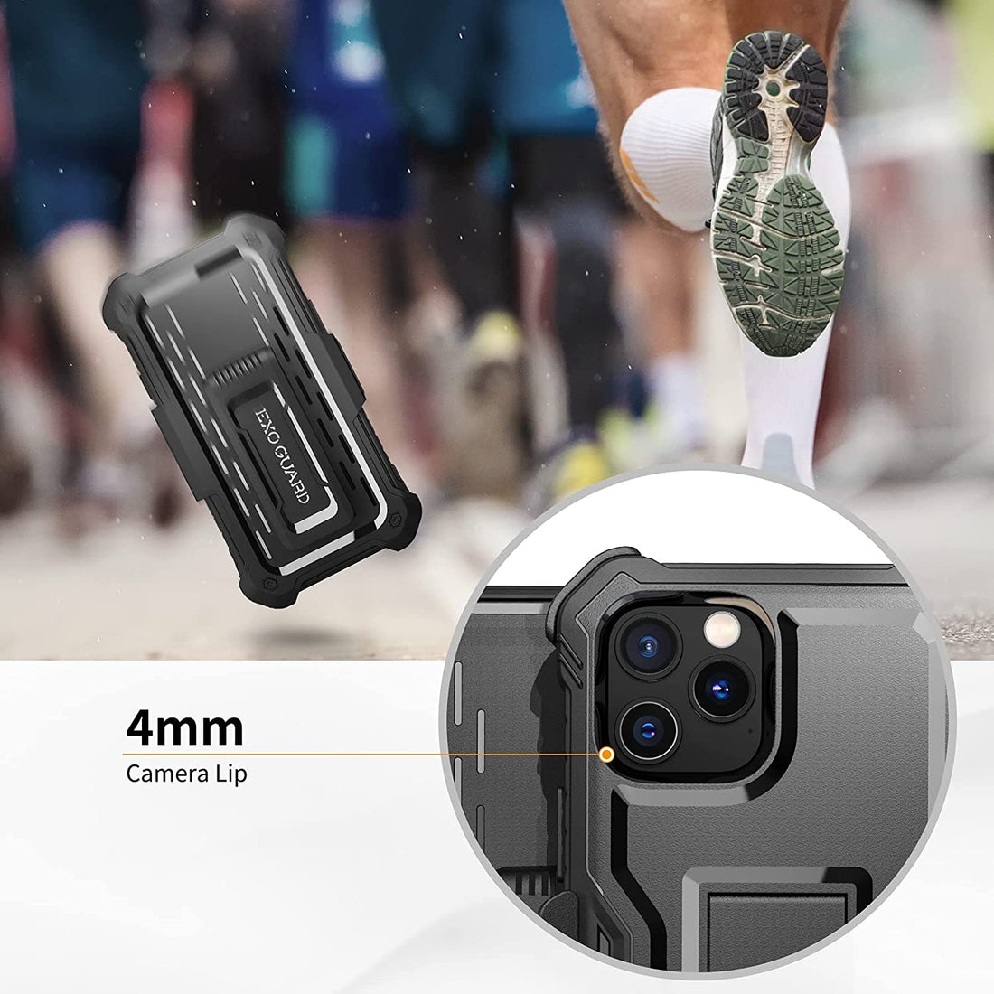 ExoGuard Belt Clip Holster for Apple iPhone 12 Series Case, Heavy Duty Belt Clip Holster and Adjustable with 360 Degree Rotation for iPhone 12/iPhone 12 Pro/iPhone 12 pro max(BLACK)