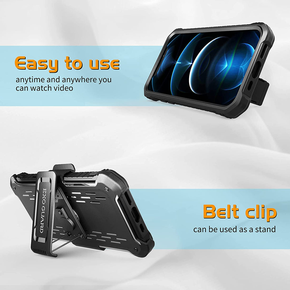 ExoGuard Belt Clip Holster for Apple iPhone 12 Series Case, Heavy Duty Belt Clip Holster and Adjustable with 360 Degree Rotation for iPhone 12/iPhone 12 Pro/iPhone 12 pro max(BLACK)