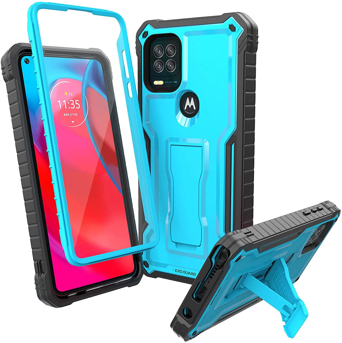 ExoGuard for Moto G Stylus 5G Case, Rubber Shockproof Full-Body Cover Case Built-in Screen Protector and Kickstand Compatible with Moto G Stylus 5G Phone