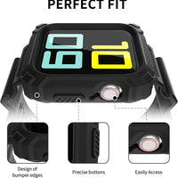 ExoGuard for Apple Watch Bands 38/40/42/44mm Series with Case, Sports Style Replacement Band Strap Shockproof with Bumper Case fits iWatch 6/5/4/3/2/1/SE