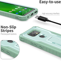 ExoGuard for Cricket Ovation 2 Case, Rubber Shockproof Full-Body Cover Case Built-in Screen Protector and Kickstand Compatible with Cricket Ovation 2 Phone