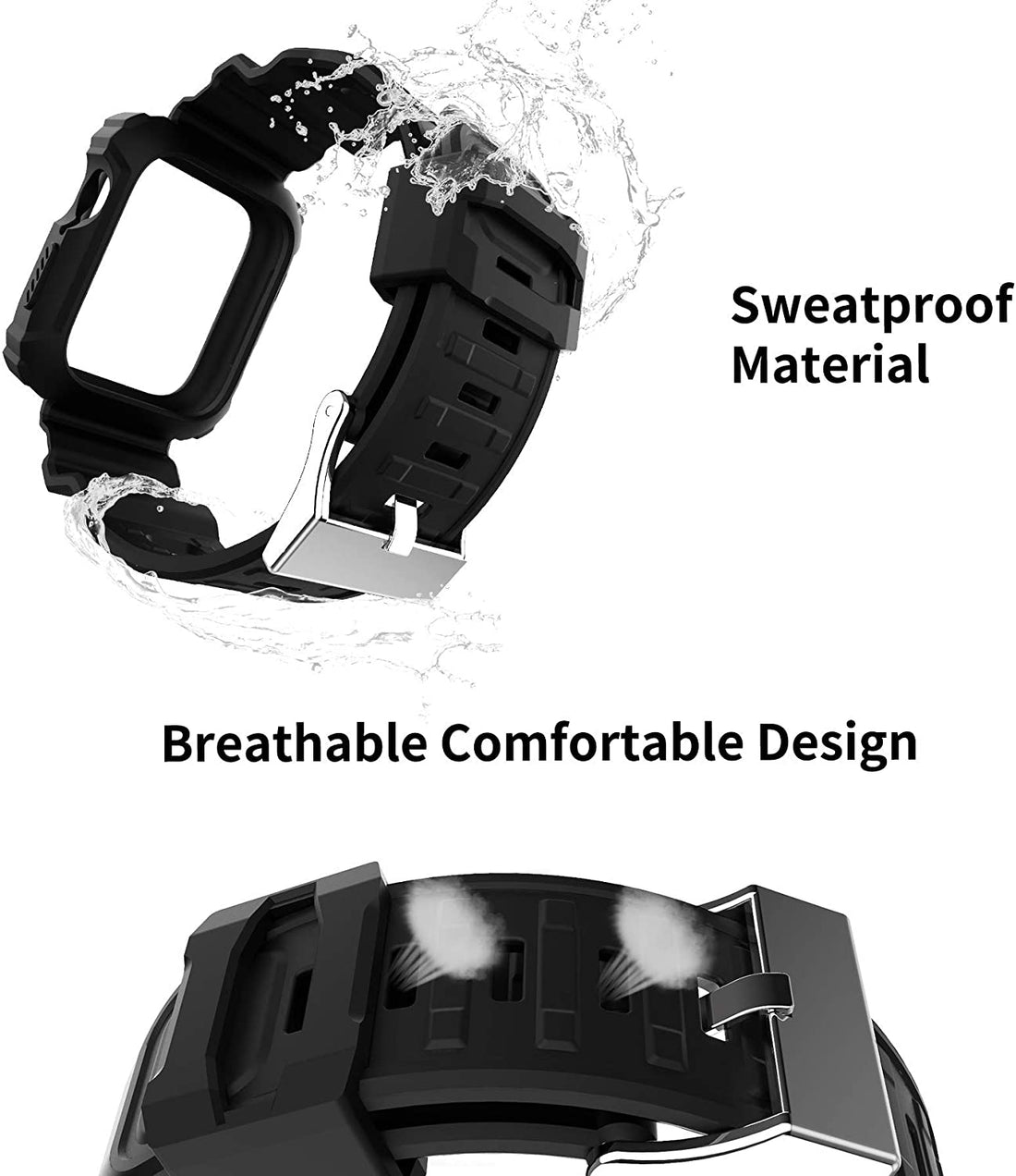 ExoGuard for Apple Watch Bands 38/40/42/44mm Series with Case, Sports Style Replacement Band Strap Shockproof with Bumper Case fits iWatch  6/5/4/3/2/1/SE