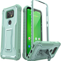 ExoGuard for Cricket Ovation 2 Case, Rubber Shockproof Full-Body Cover Case Built-in Screen Protector and Kickstand Compatible with Cricket Ovation 2 Phone