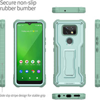 ExoGuard for Cricket Ovation 2 Case, Rubber Shockproof Full-Body Cover Case Built-in Screen Protector and Kickstand Compatible with Cricket Ovation 2 Phone