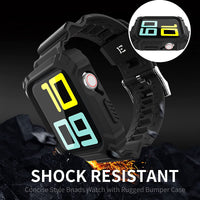 ExoGuard for Apple Watch Bands 38/40/42/44mm Series with Case, Sports Style Replacement Band Strap Shockproof with Bumper Case fits iWatch 6/5/4/3/2/1/SE
