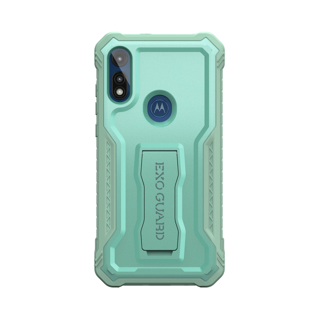 ExoGuard for Moto E Case, Rubber Shockproof Full-Body Cover Case Built-in Screen Protector and Kickstand Compatible with Moto E Phone 2020