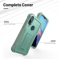 ExoGuard for Moto E Case, Rubber Shockproof Full-Body Cover Case Built-in Screen Protector and Kickstand Compatible with Moto E Phone 2020