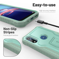 ExoGuard for Moto E Case, Rubber Shockproof Full-Body Cover Case Built-in Screen Protector and Kickstand Compatible with Moto E Phone 2020