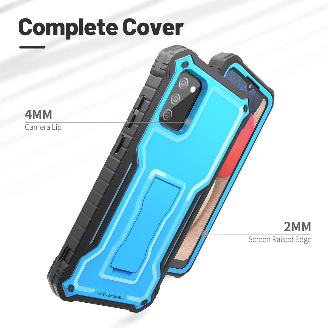 ExoGuard for Samsung Galaxy A02S Case, Rubber Shockproof Full-Body Cover Case Built-in Screen Protector and Kickstand Compatible with Samsung A02S Phone