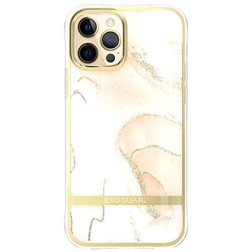 ExoGuard Case for iPhone 12, iPhone 12 Pro 6.1 inch Cover, Shockproof Scratch-Proof Full-Body Marble Protective Phone Case with Screen Protector Glass