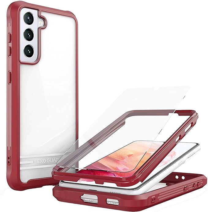 ExoGuard Samsung Galaxy S21 Series Case with Screen Protector, Dual Layer Full Body Protection Cover Clear Back （S21 Ultra Does not come with a screen protector）