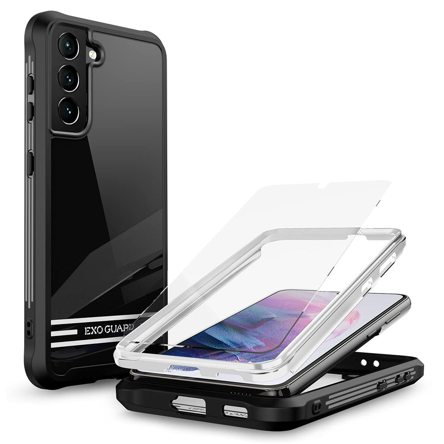 ExoGuard Samsung Galaxy S21 Series Case with Screen Protector, Dual Layer Full Body Protection Cover Clear Back （S21 Ultra Does not come with a screen protector）