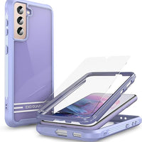 ExoGuard Samsung Galaxy S21 Series Case with Screen Protector, Dual Layer Full Body Protection Cover Clear Back （S21 Ultra Does not come with a screen protector）