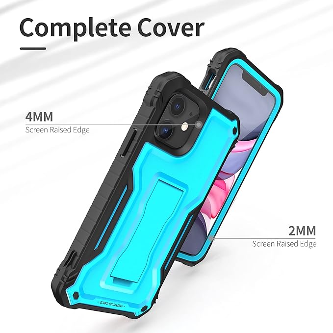 ExoGuard for iPhone 11 Series Case, Rubber Shockproof Full-Body Cover Case Built-in Screen Protector with Kickstand for iPhone 11/iPhone 11 Pro/iPhone 11 Pro Max