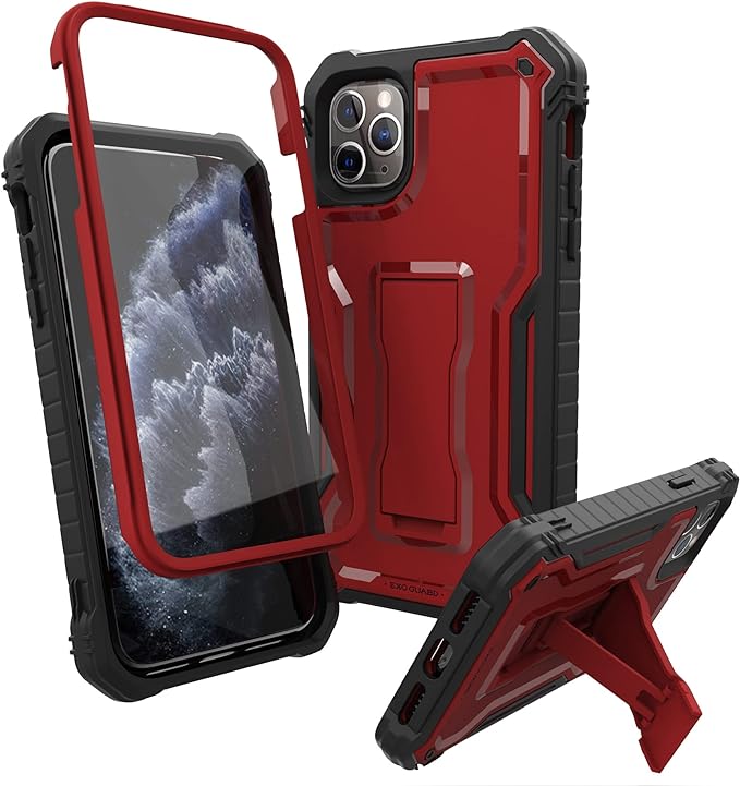 ExoGuard for iPhone 11 Series Case, Rubber Shockproof Full-Body Cover Case Built-in Screen Protector with Kickstand for iPhone 11/iPhone 11 Pro/iPhone 11 Pro Max