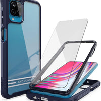 ExoGuard Samsung Galaxy A12 Case with Screen Protector, Dual Layer Full Body Protection Cover Clear Back Phone Case for Samsung A12