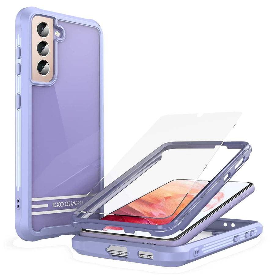 ExoGuard Samsung Galaxy S21 Series Case with Screen Protector, Dual Layer Full Body Protection Cover Clear Back （S21 Ultra Does not come with a screen protector）