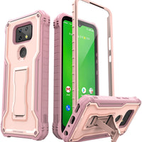 ExoGuard for Cricket Ovation 2 Case, Rubber Shockproof Full-Body Cover Case Built-in Screen Protector and Kickstand Compatible with Cricket Ovation 2 Phone