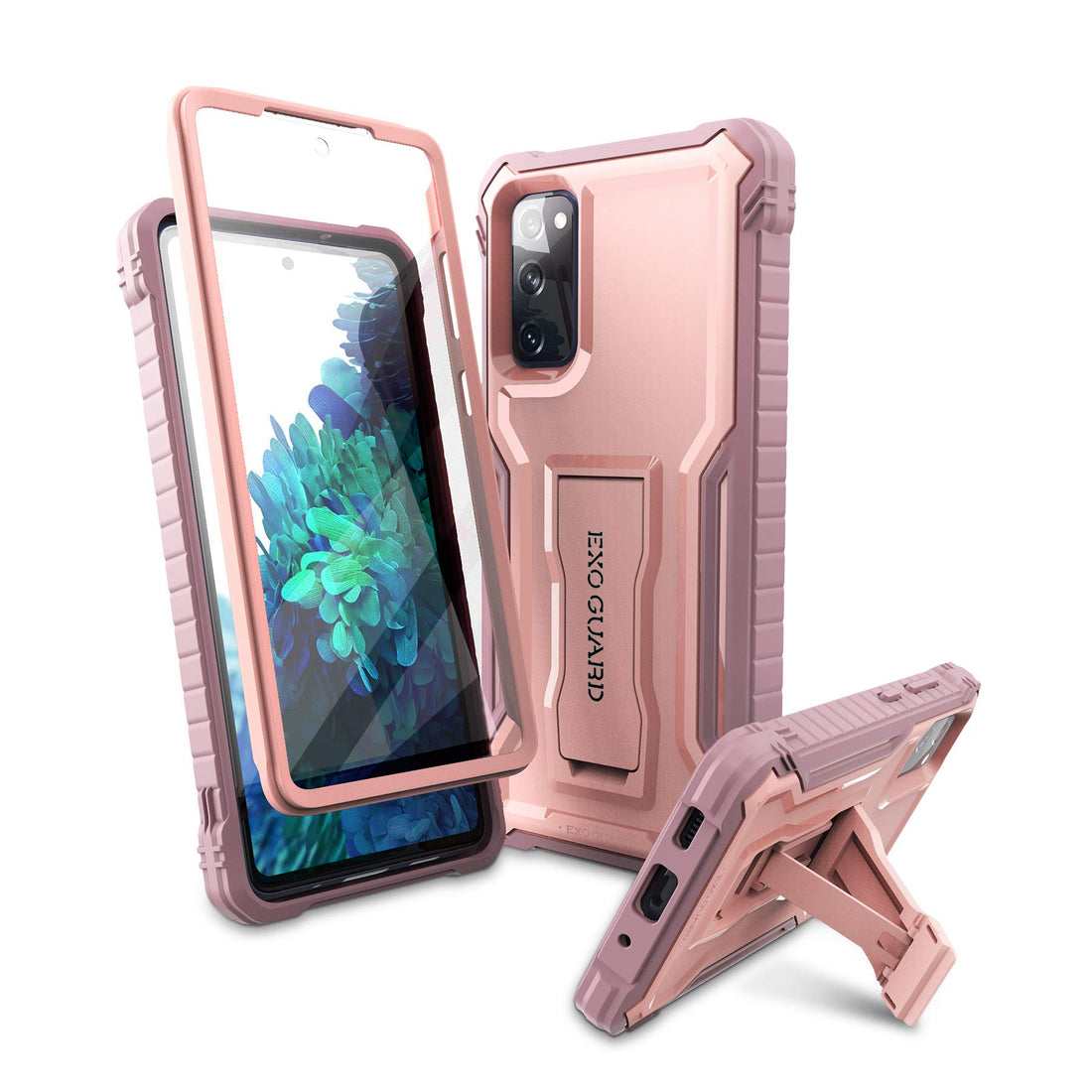 ExoGuard Samsung Galaxy S20 FE 5G Case, Rubber Shockproof Full-Body Cover Case Built-in Screen Protector with Kickstand for Samsung S20 FE 5G Phone