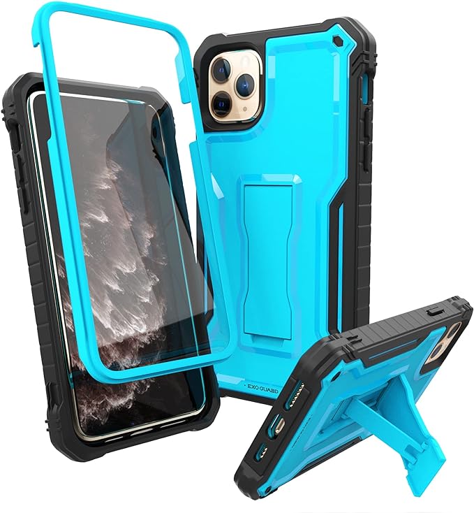 ExoGuard for iPhone 11 Series Case, Rubber Shockproof Full-Body Cover Case Built-in Screen Protector with Kickstand for iPhone 11/iPhone 11 Pro/iPhone 11 Pro Max