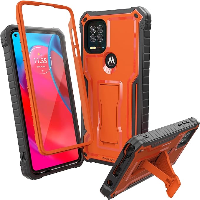 ExoGuard for Moto G Stylus 5G Case, Rubber Shockproof Full-Body Cover Case Built-in Screen Protector and Kickstand Compatible with Moto G Stylus 5G Phone
