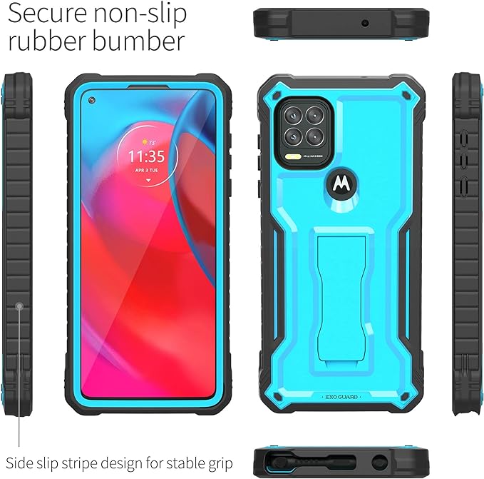 ExoGuard for Moto G Stylus 5G Case, Rubber Shockproof Full-Body Cover Case Built-in Screen Protector and Kickstand Compatible with Moto G Stylus 5G Phone